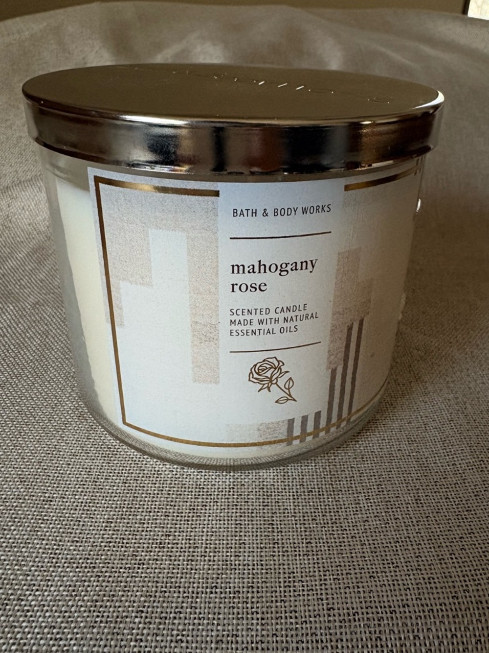 Bath & Body Works Mahogany Rose 3 Wick Candle New in Box